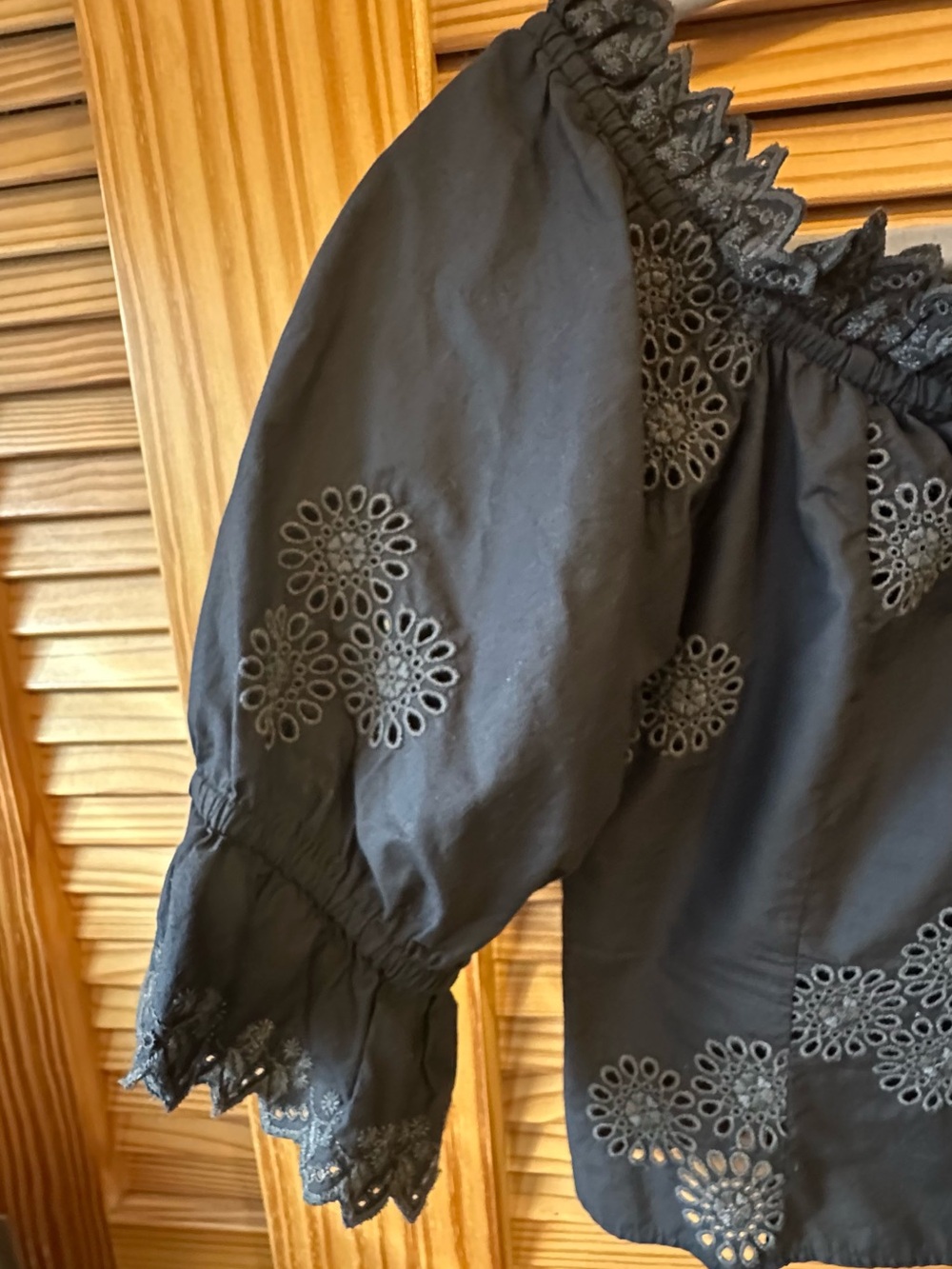 LoveShackFancy Anala Cropped Top Eyelet Blouse Size 4 - Picture 10 of 11